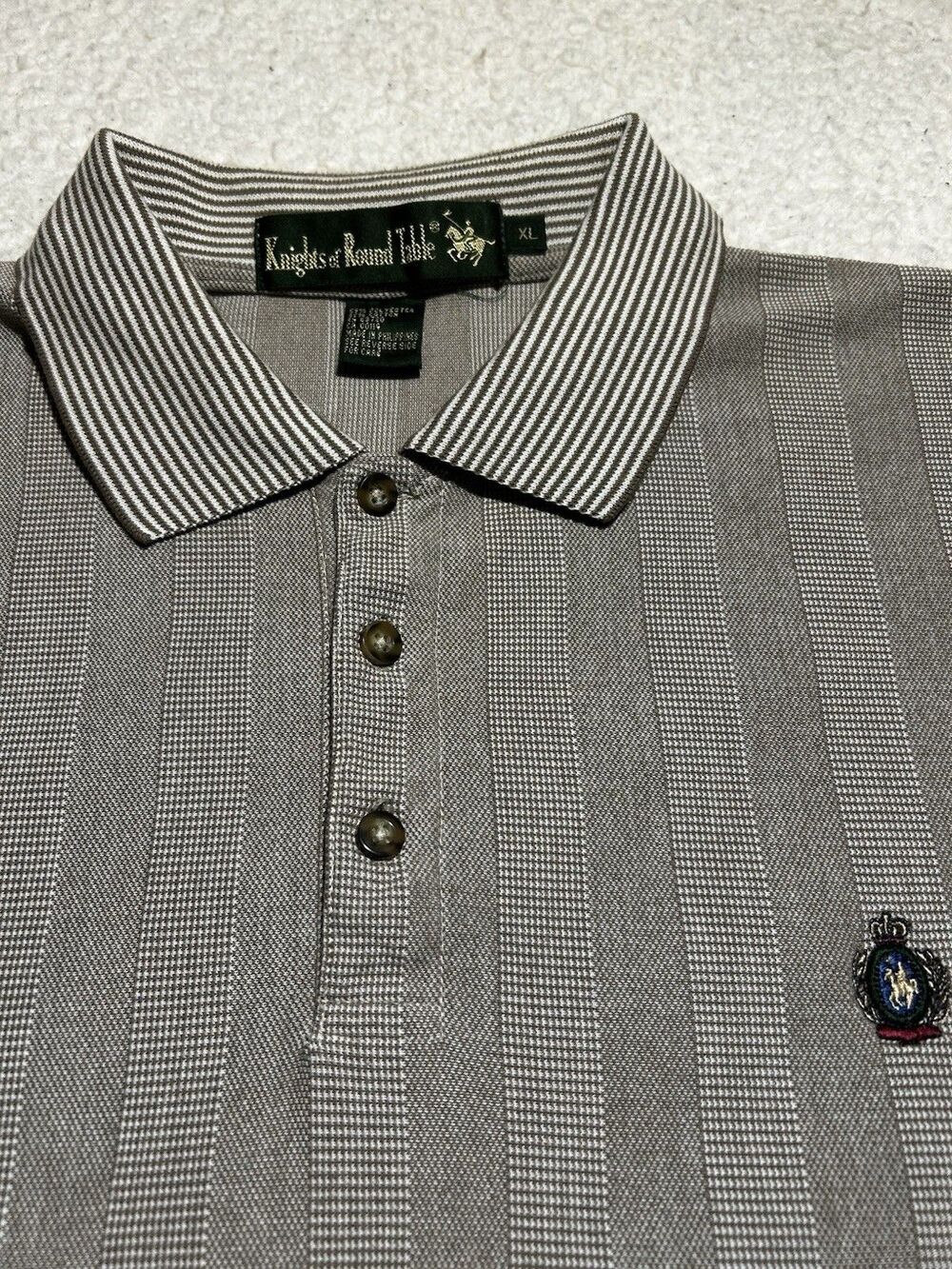 As-Is KNIGHTS OF ROUND TABLE Men's XL Brown Knit Polo Shirt READ DESCRIPTION